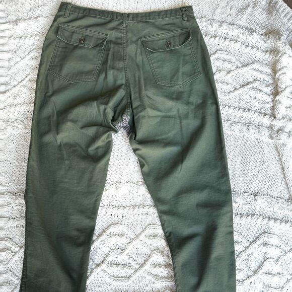 B•RTH olive cotton sateen trousers, made in USA Utility,Y2K - Picture 4 of 12